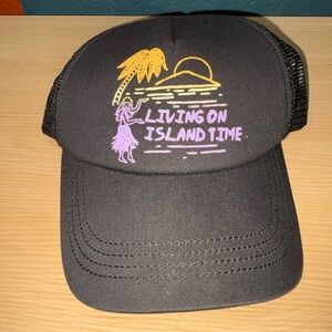 Billabong Black Trucker Hat with Yellow & Lavender Island Graphic
